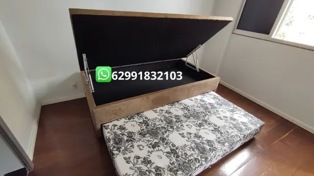 Cama Box Baú  Solteiro com auxiliar na espuma D28 selada /Cor que vc escolher - Foto 4