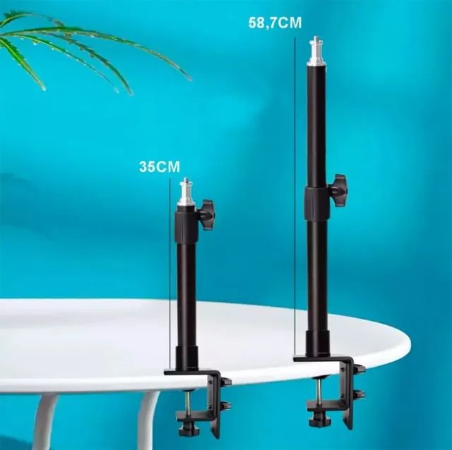 Suporte Tripé Celular Câmera Led C/ Garra P/ Prender Mesa - Foto 3