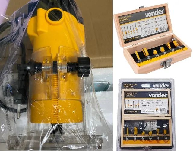 Kit com Tupia Laminadora de 6mm 500W 220v + Estojo Fresas Vonder 6 peças 6mm - Foto 2