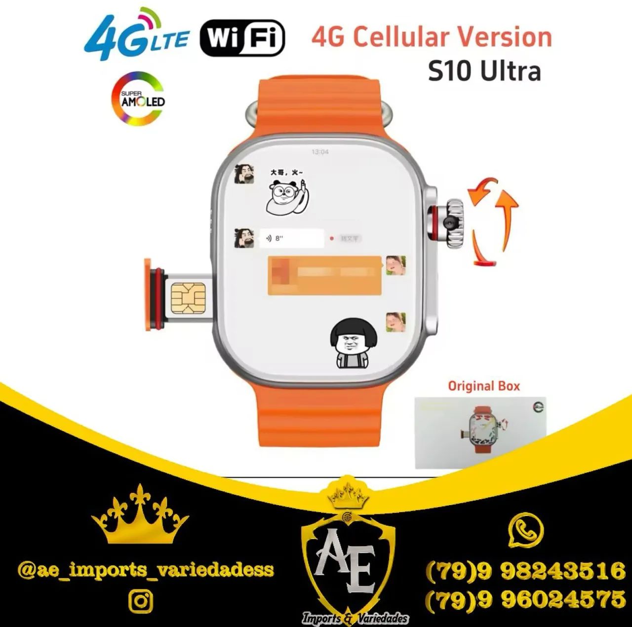 Smartwatch 4G S10 Ultra - Versão Celular