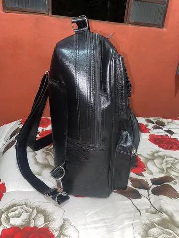 Mochila de couro legítmo preta - Foto 3