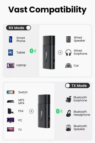 Adaptador Bluetooth UGREEN 2 em 1 para TVs e Aparelhos de Som (Novo) - Foto 5