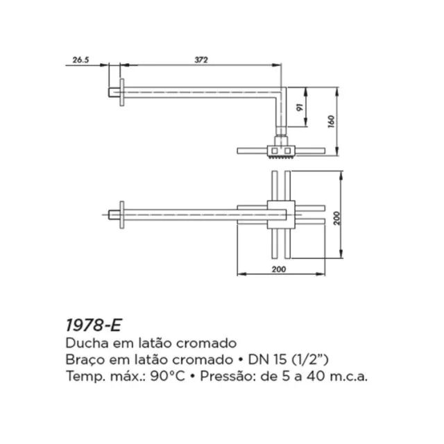 Chuveiro Quadrada de Parede Eternit Max 1978 - Foto 2
