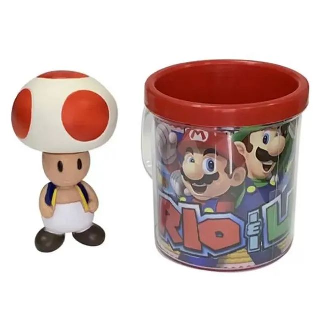 Boneco Toad + Caneca Personalizada Super Mario - 10cm 
