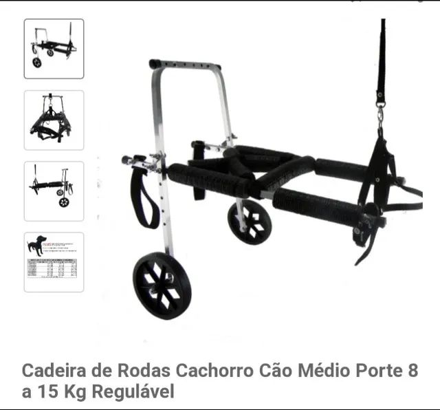 Cadeira de rodas para cachorro em aluminio com 02 rodas
