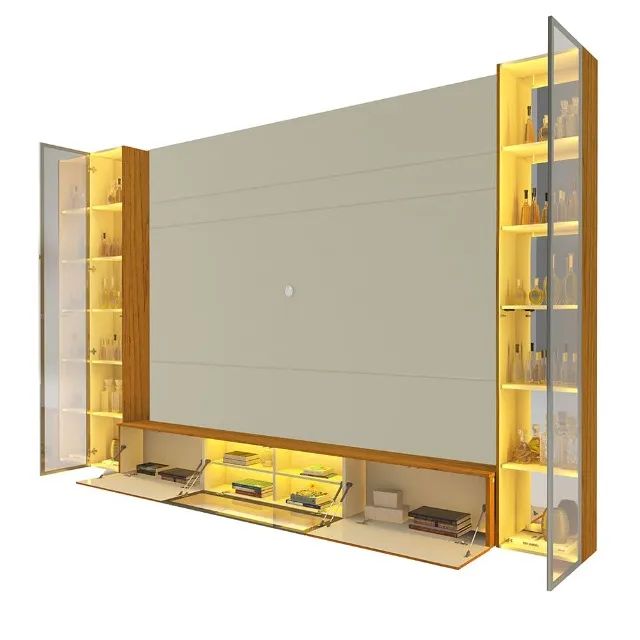 Home com Vidro Reflecta 2,93m 100% MDF com Led e Espelho - P/ TV's até 85" - Foto 2
