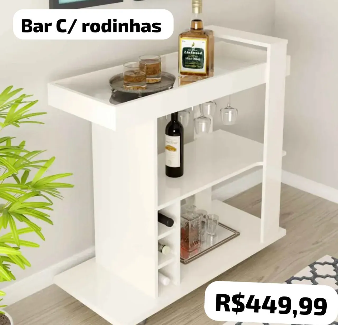 Bar c/ rodinhas branco