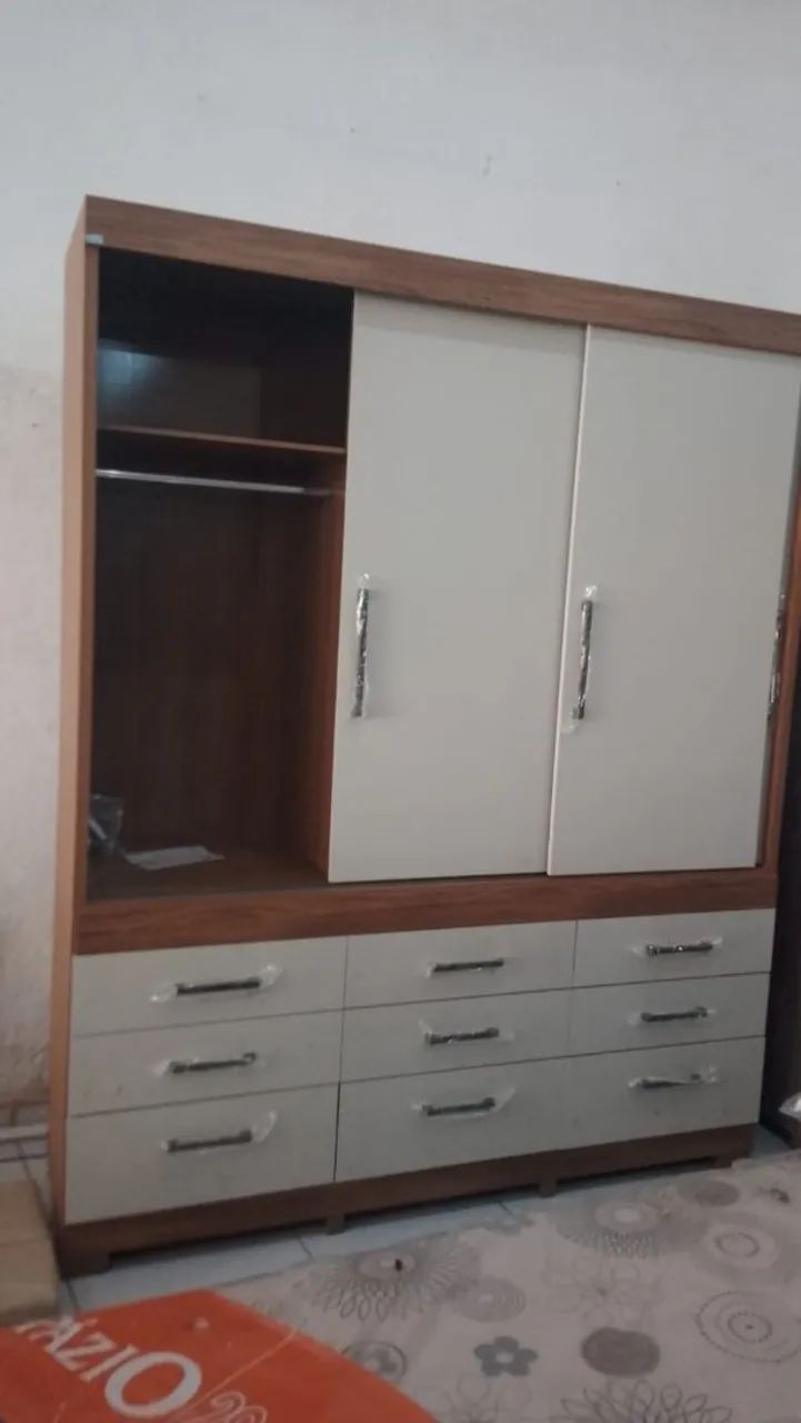 Guarda-Roupa com 3 Portas de Correr e 9 Gavetas - Foto 2
