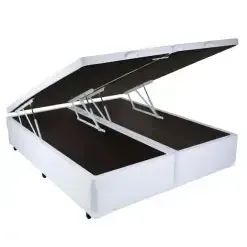 Base Box Baú King Bipartido Blindado Branco - Entrega Rápida! 
