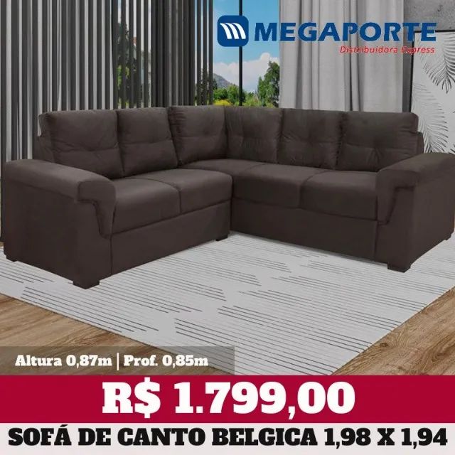 Sofá de Canto em L com 6 Almofadas (Novo) Entrega Grátis!  - Foto 4