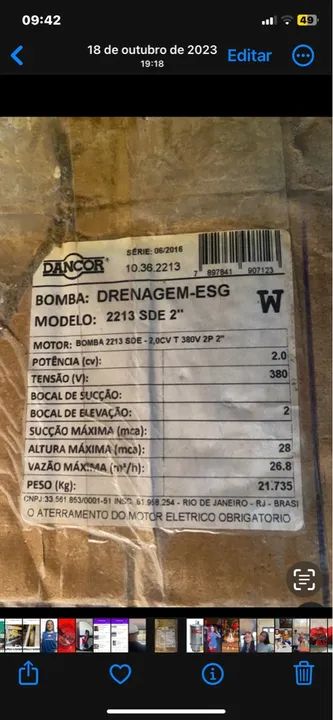 Bomba de Drenagem Dancor 2 cv 2213 SDE 2"