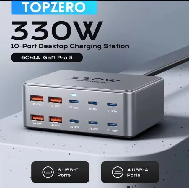 Carregador Turbo com 10 Saídas Usb A e Tipo C 330w - Foto 2