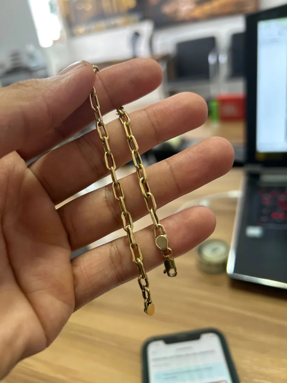 Pulseira cadeado 4mm 21cm - 10g ouro 18k - Foto 2