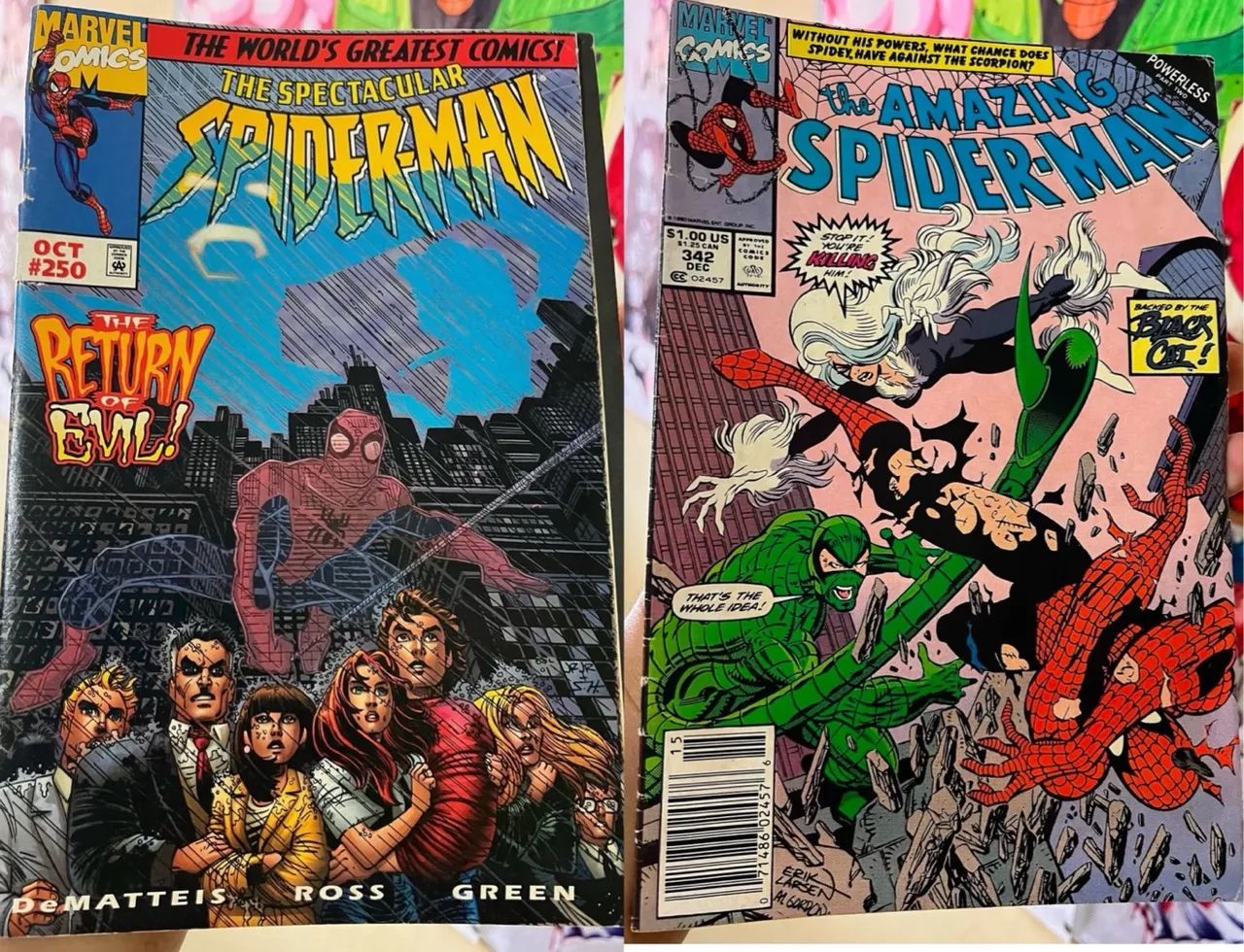 Amazing Spider Man #342 de 1990 e The spectacular spider-man #250 de 1997 hqsem inglês