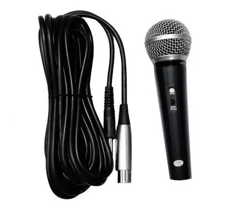 Microfone Com Fio Dinâmico Metal 5mts Black - Foto 3