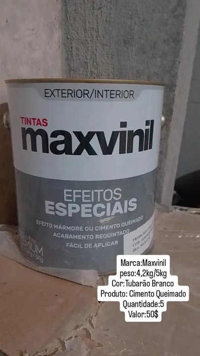 Tinta Maxvinil Cimento Queimado - Tubarão Branco 4,2kg/5kg - Foto 4