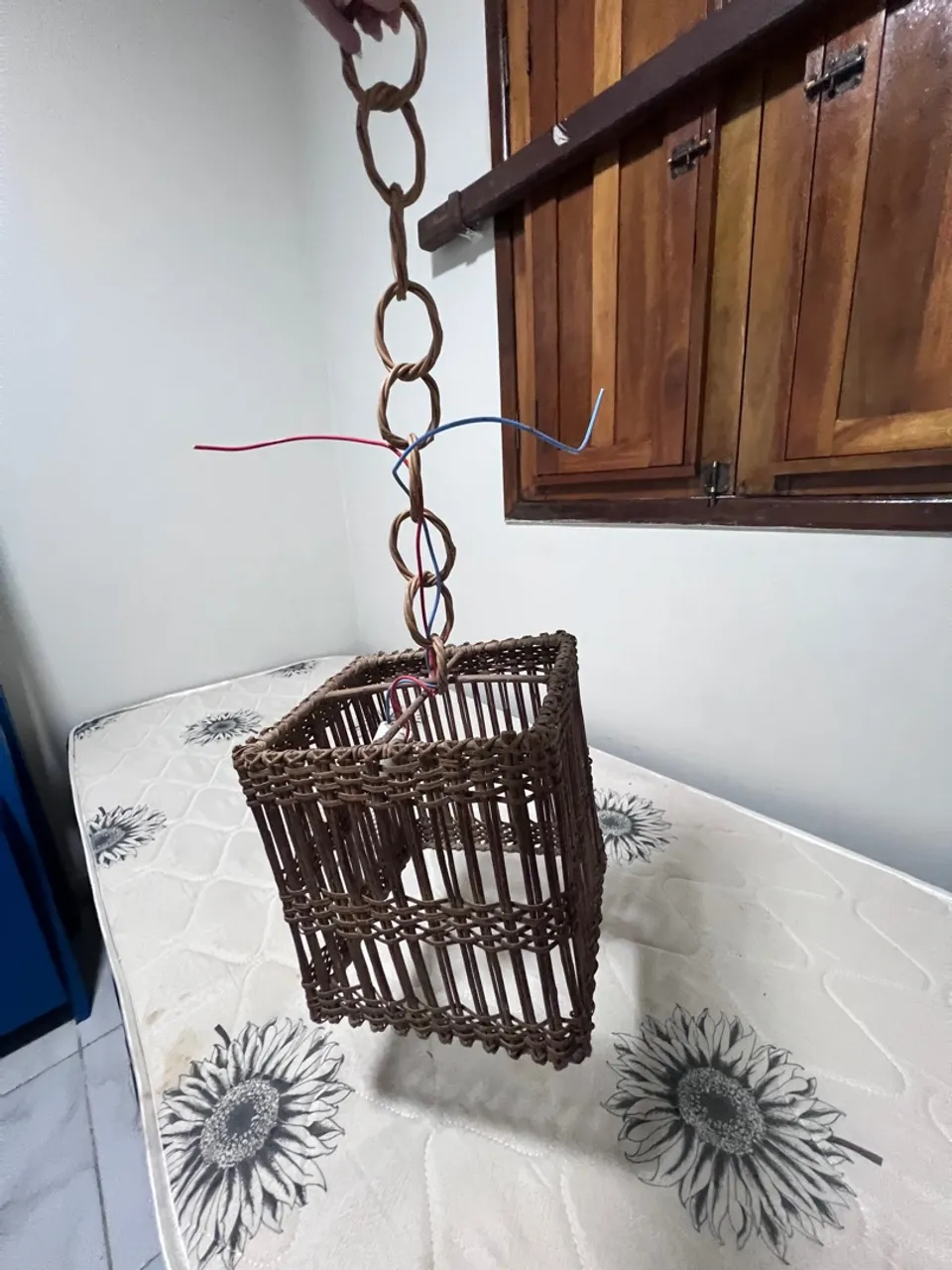 Luminária Rústica de Teto em Vime (usado)