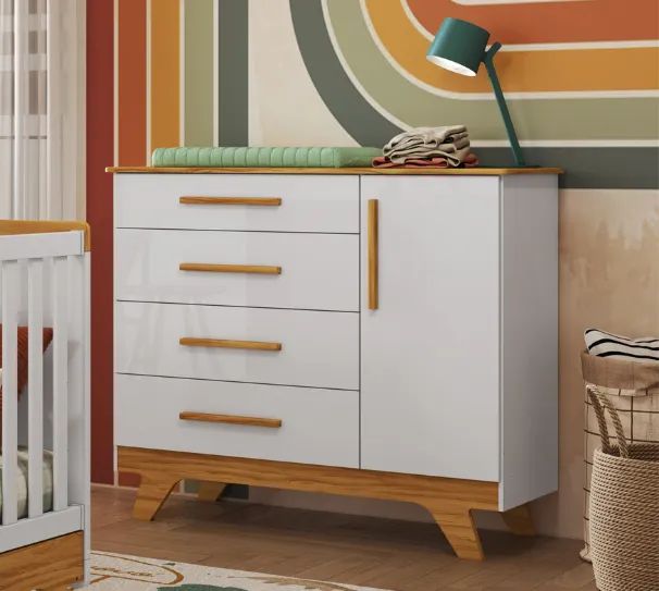 Comoda Infantil Retro Lisa, 100% MDF - Peroba  - Foto 3