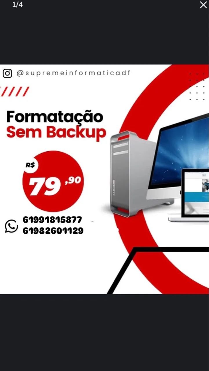 Formatação de Computador Sem Backup - R$ 79,90