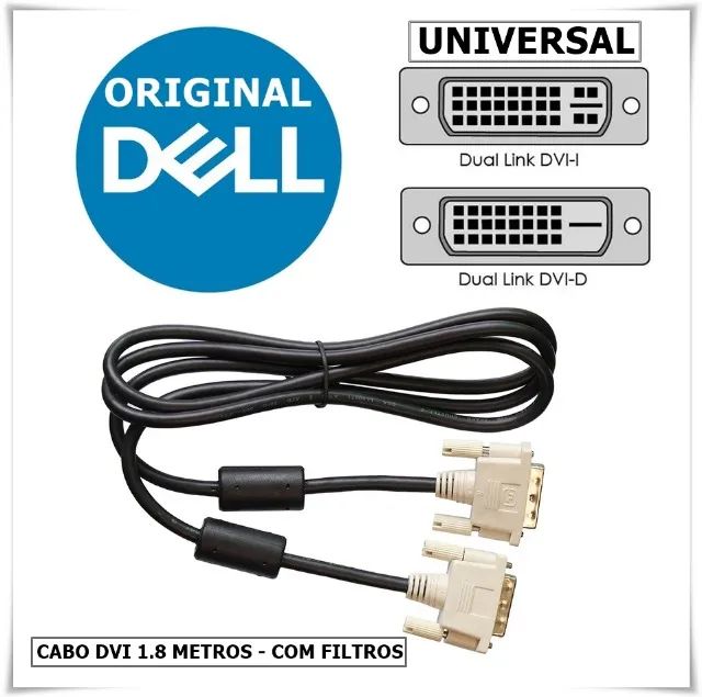Cabo DVI - Original Dell -  1.8 metros - UNIVERSAL QUALQUER DVI