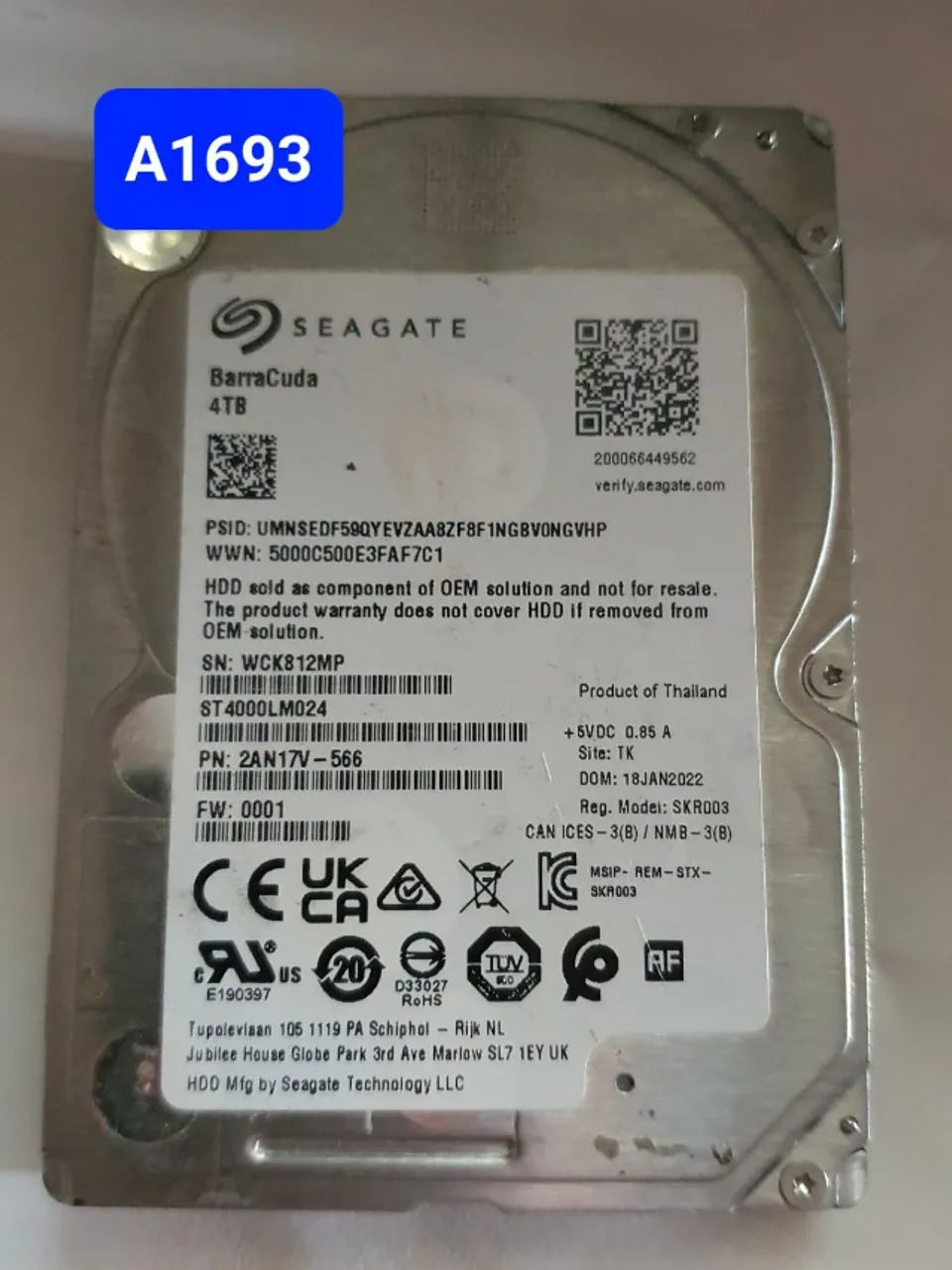 Placa Hd 4 Tb St4000lm024 - Fw: 0001 - Cod. A1693 