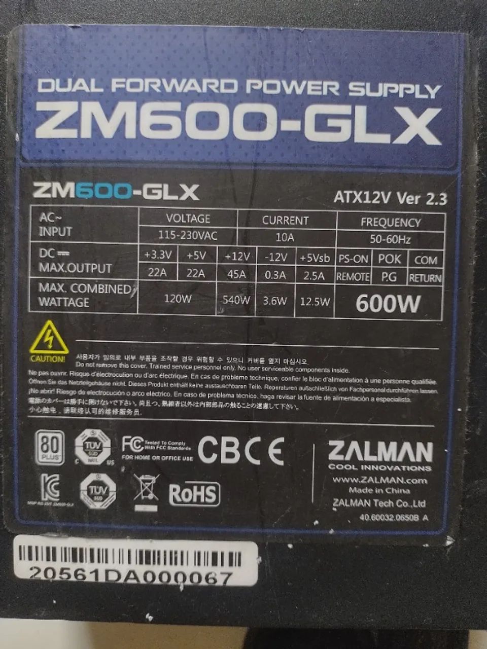  Fonte ATX Zalman 600W GLX Eficiência 87% PFC Ativo ZM600-GLX Aceito Troca - Foto 5