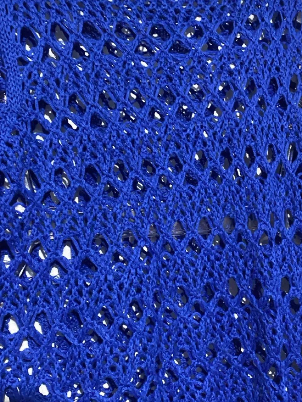 Suéter azul de crochê feminino - Foto 2