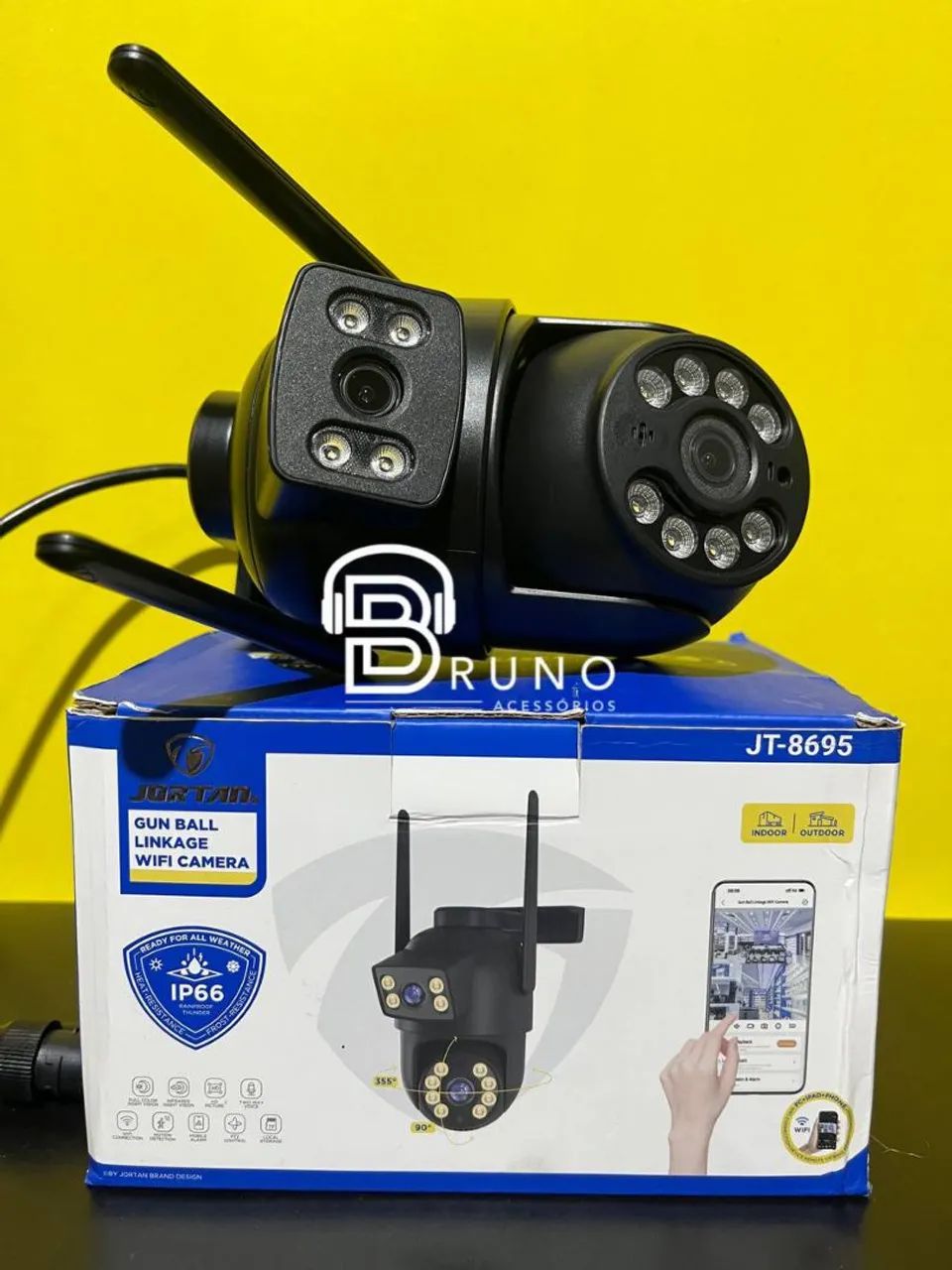 Câmera de Segurança dupla Wifi Externa Dome IP66 Jortan JT-8695
