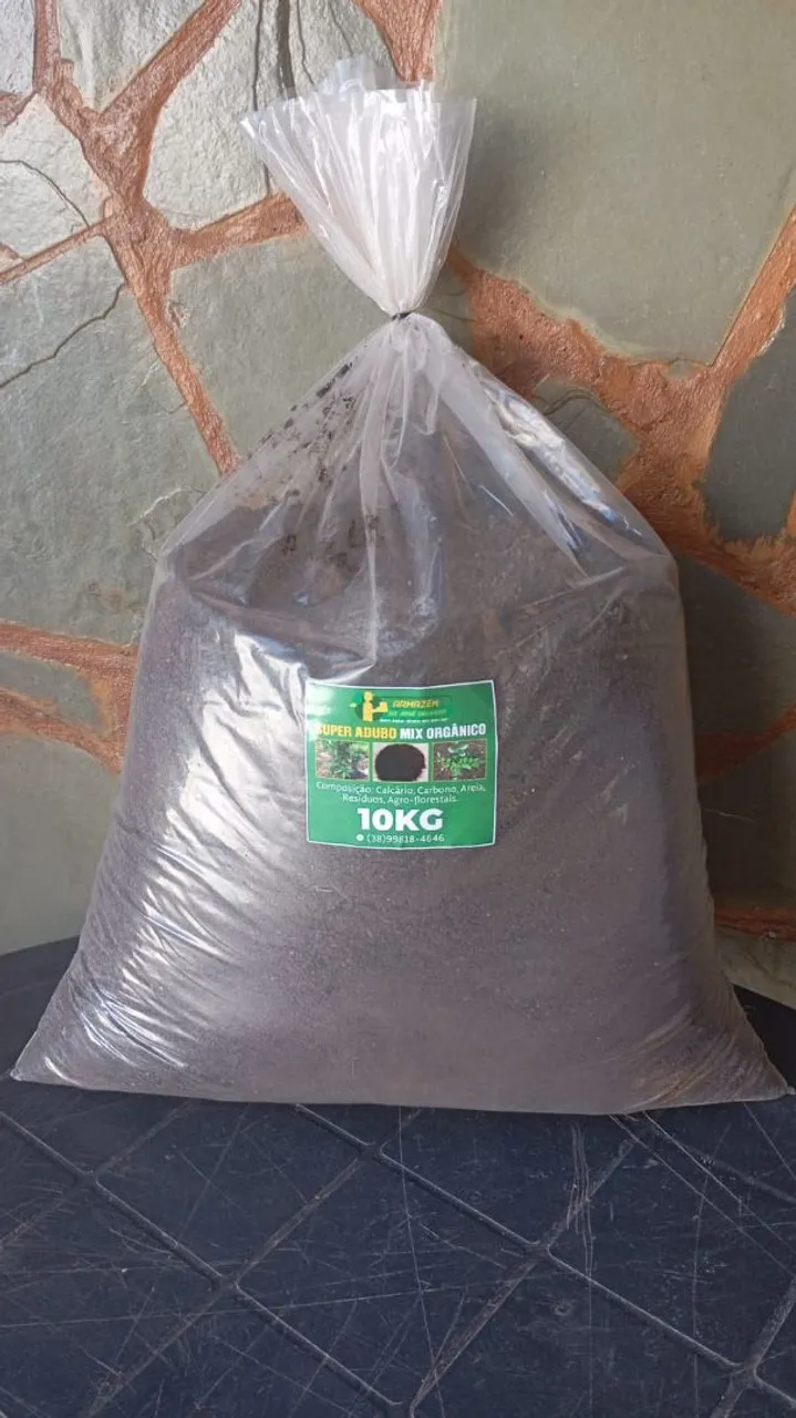 Super Adubo Mix Orgânico 10kg calc+NPK+Esterco bov queimado+ piscicultura tilápia