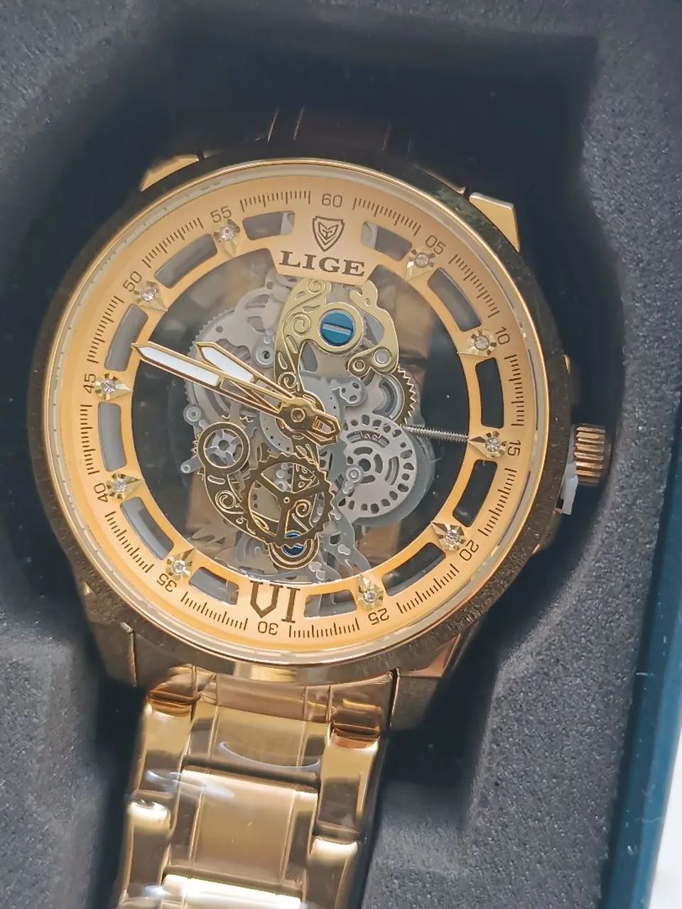 Relógio Importado LIGE Esqueleto Gold Novo Entrega Grátis  - Foto 2
