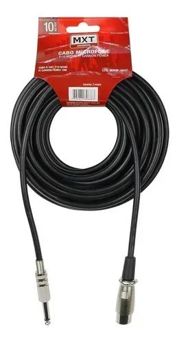 Cabo Microfone Xlr Femea X P10 Macho Mono 10 Metros Prof