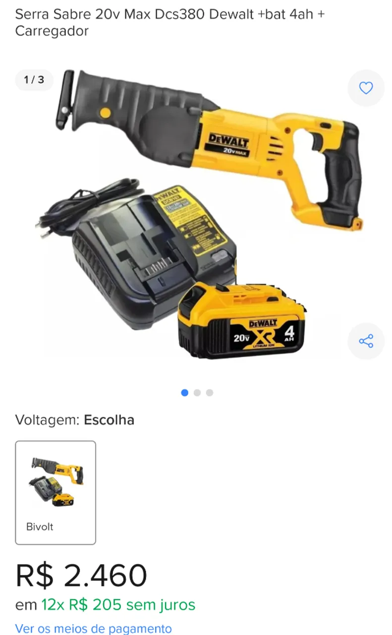 Sazol Dewalt a bateria