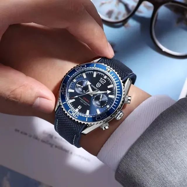 Relógio esportivo em metal com pulseira com acabamento e Nilon - Foto 4