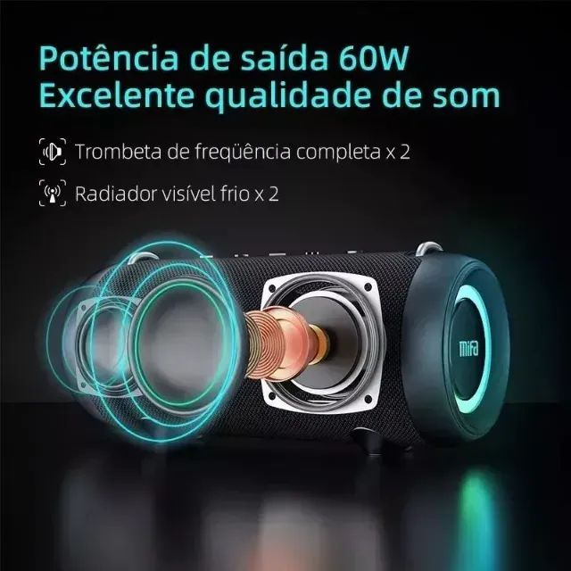 Caixa De Som Bluetooth Portátil Mifa A90 Case E Acessórios Original - Foto 4