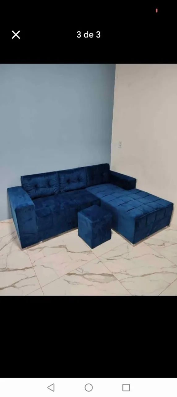 Sofá de Canto Marrom com Puff - Conforto e Estilo - Foto 2