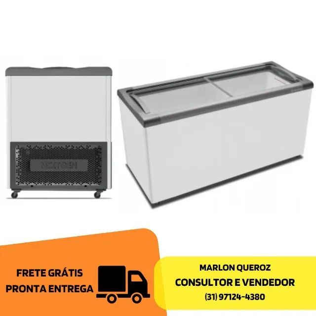 Freezer Horizontal MetalFrio Tampa de Vidro Novo