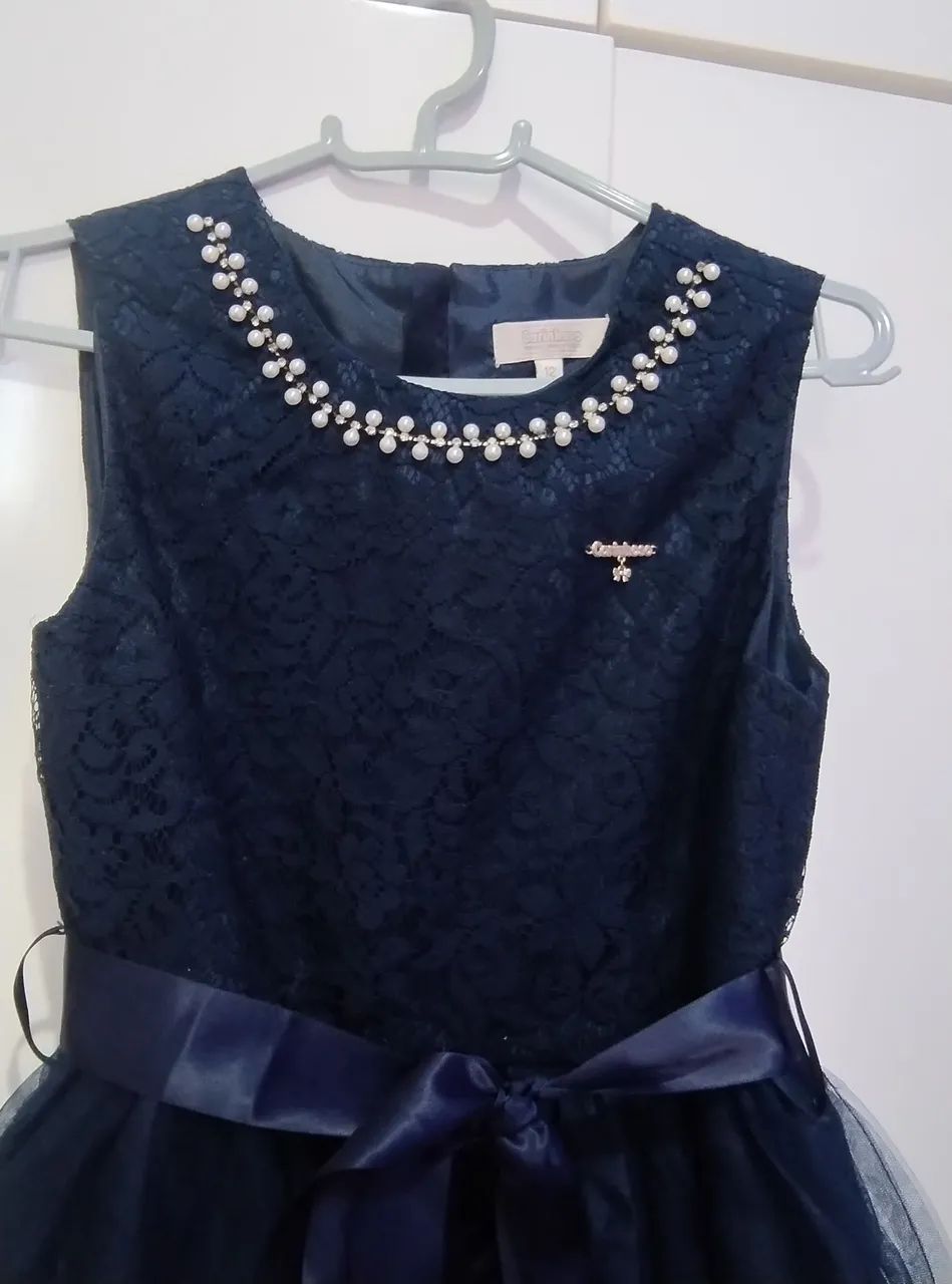 Vestido de festa infantil azul marinho - Foto 3