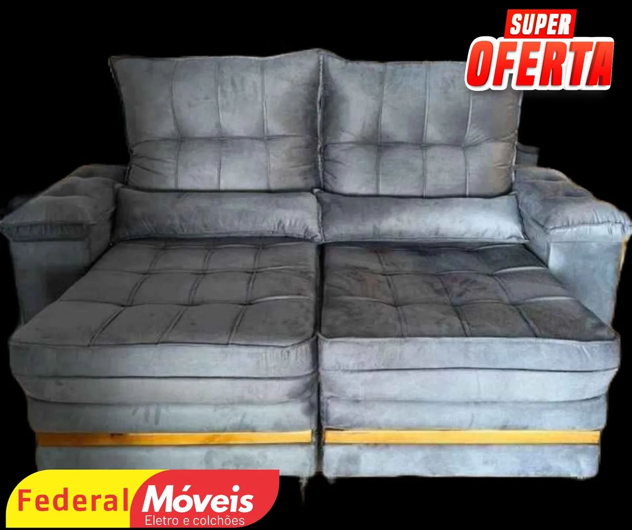 Sofá Retrátil 2,00m Molas Espirais - Super Oferta!