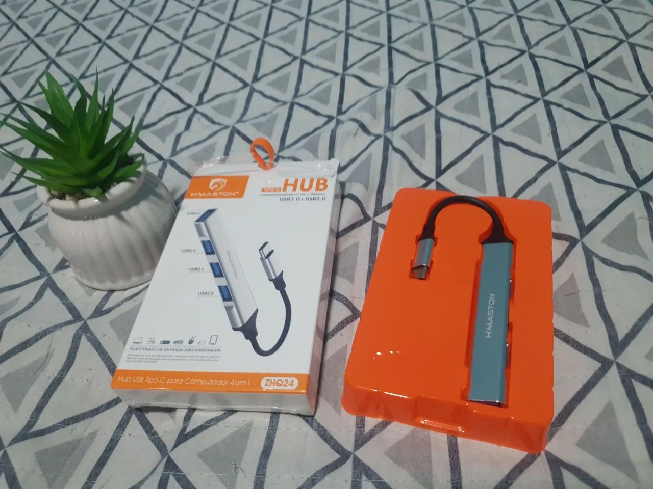 Hub USB Tipo-C para Computador ou otg celular  4 em 1 - H'MASTON - Foto 4