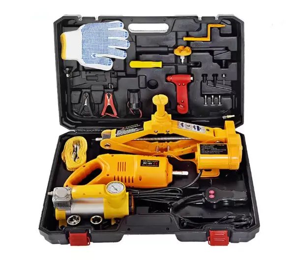 Macaco Elétrico Com Chave Roda E Compressor 12v 3 Toneladas