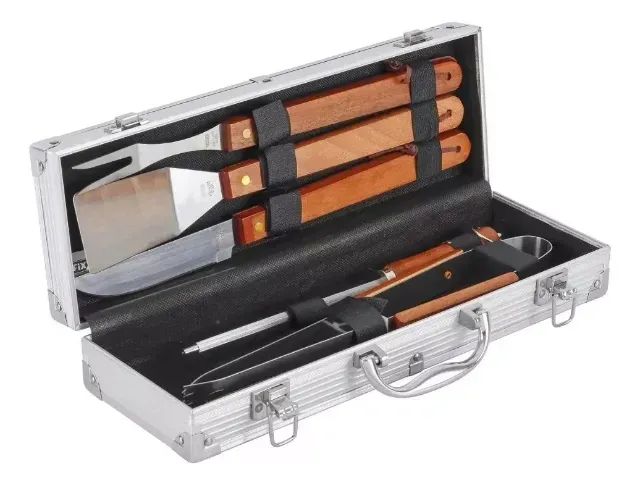 Conjunto de facas e churrasco cozinheiro profissional com maleta de alumínio - Foto 2