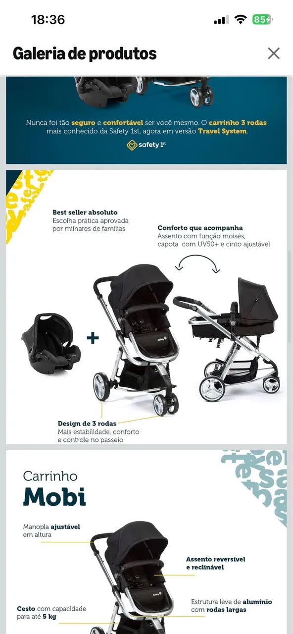 Vende-se carrinho safety first com bebê conforto 