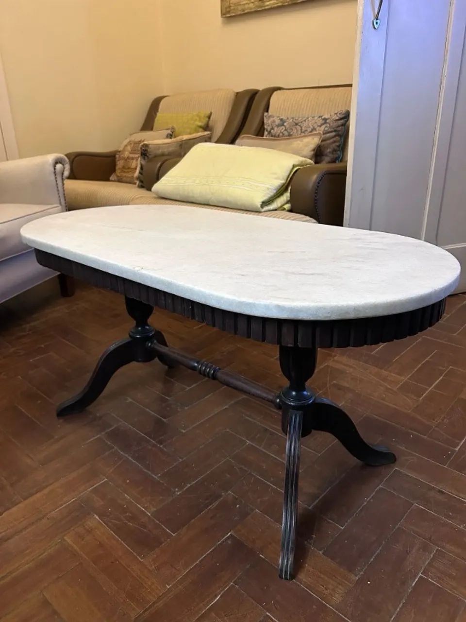 jogos de mesa de centro e laterais madeira e mármore
