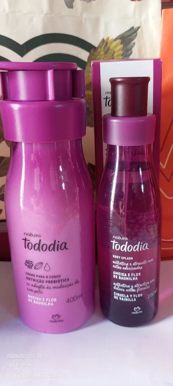 Kit hidratante corporal e body splash ameixa e flor de baunilha 