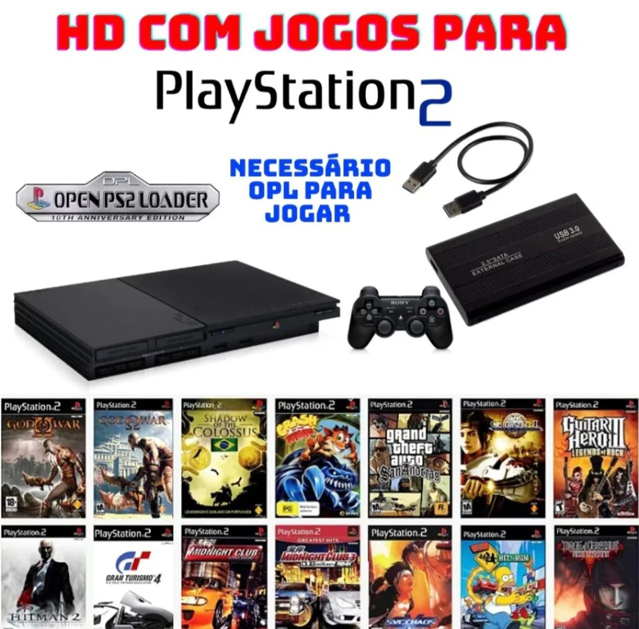 HD EXTERNO 120GB PlayStation 2 - Jogos de Vídeo Game - Siqueira
