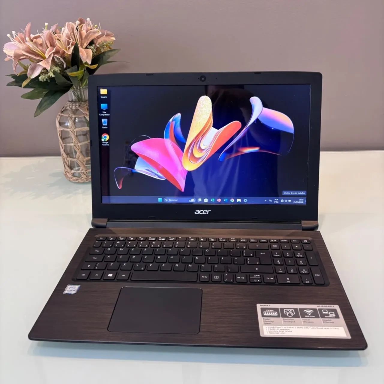 Notebook Acer Core i5 7ª 8GB DDR4 SSD Windows 11 Bateria Ótima 