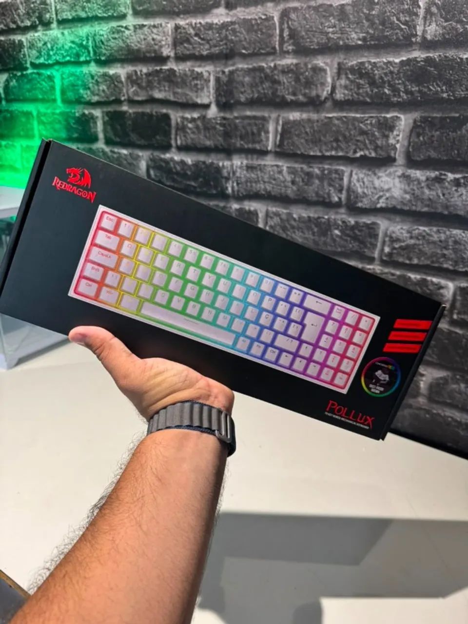 TECLADO MECÂNICO REDRAGON POLLUX RGB BRANCO (SWITCH BROWN)