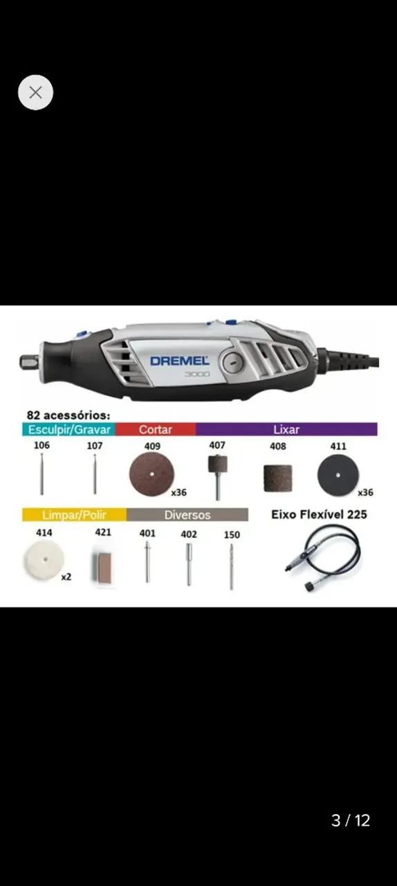 Retifica Dremel 3000 + 82 assessórios + eixo flexível  - Foto 5