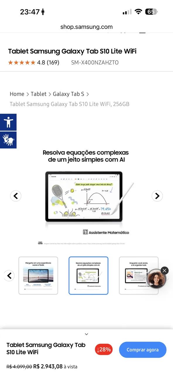 Tablet Samsung s10 lite 256 gb 5g