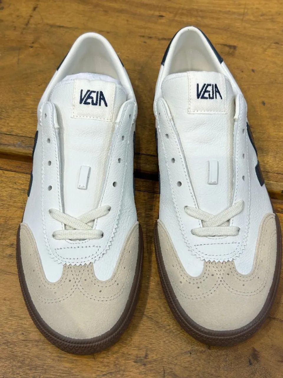 Tênis Veja Volley O.T Leather - White Náutico Bark - Tamanho 41